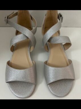 Paradox London Jagger Wedge Silver Sandals Women's 7.5M